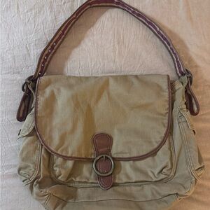 American Eagle Outfitters Tan & Brown Shoulder Bag Satchel Tote Polka Dot Lining